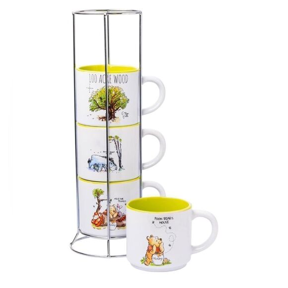 Winnie the Pooh 100 Acre Wood Destination 4-Pack Ceramic Mug Stack - Picture 1 of 12